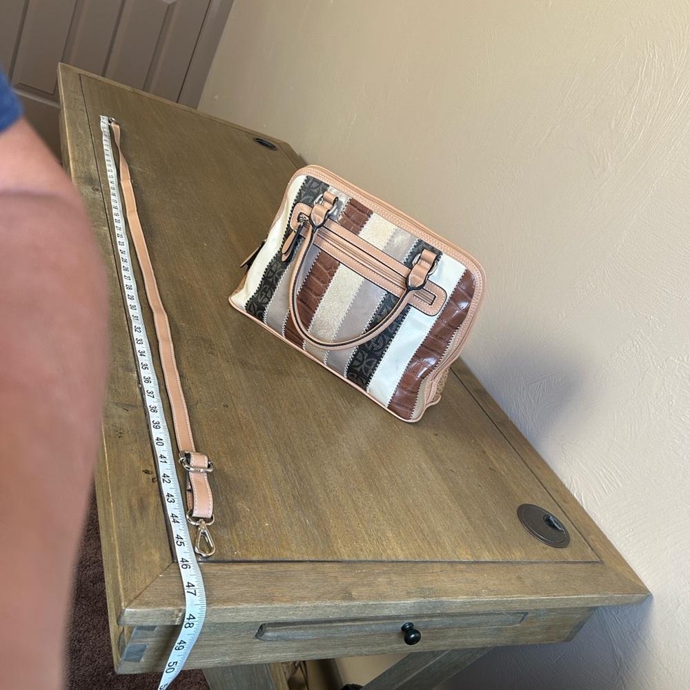 Giani Bernini Patchwork Brown-Cream Bag. Adjustab… - image 6